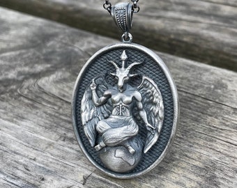 925 Sterling Zilveren Baphomet Ketting - Satanisch Mendes Geit Sieraden Cadeau voor Hem
