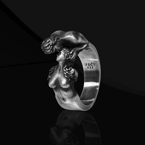 925 Sterling Silber Liebhaber Ring - Künstlerische Umarmung Skulptur Ring - Romantische Paar Ring - Einzigartiger Handgemachter Silberring Valentinstag Geschenk