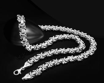 Handgemaakte sterlingzilveren Byzantijnse ketting - Euro King-stijl