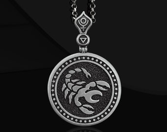 Scorpio Constellation Sterling Silver Necklace: Garnet Zodiac Sign