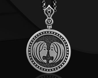 Gemini Constellation Sterling Silver Necklace: Zodiac Birthday Gift