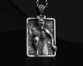 ヘル・サタン・バフォメット・リング：酸化925スターリングシルバーの