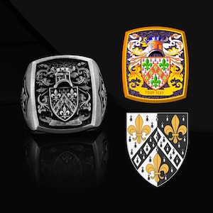 Family Crest Signet Ring Coat Of Arms Ring Custom Rings For Men Silver Signet Custom Coat Of Arms Ring Men Unique Heraldic Family Crest Ring