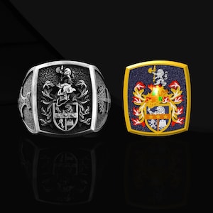Family Crest Signet Ring Coat Of Arms Ring Custom Rings For Men Signet Ring Custom Coat Of Arms Ring Mens Family Crest Ring Unique Heraldic