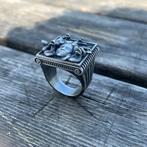 Gorgon Medusa 925 Sterling Silver Greek Mythology Men Ring, Medusa Gothic Ring, Gorgon Medusa Silver Jewelry, Medusa Silver Men Ring gifts