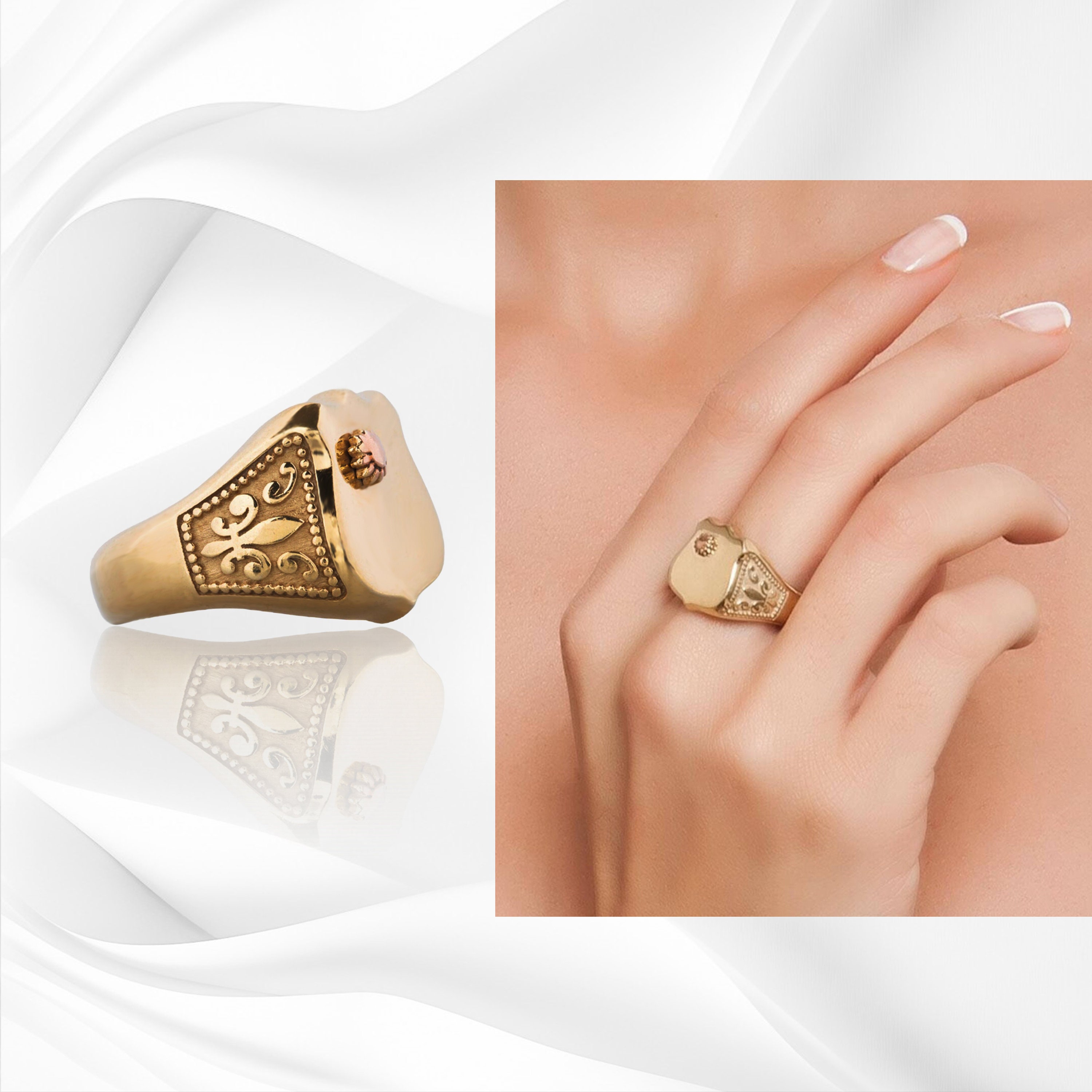 ル*ル様   ROSE フォーク STERLING 925 ル*ル様 ROSE フォーク STERLING 925 Rose Gold Fleur De Lis Signet