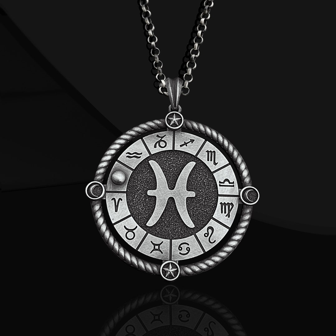 Handmade Sterling Silver Pisces Zodiac Pendant Necklace - Etsy