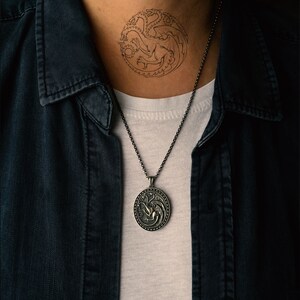 Dragon Amulet Pendant Necklace – Silver Or Gold, Zinc Alloy, 45cm+5cm Chain