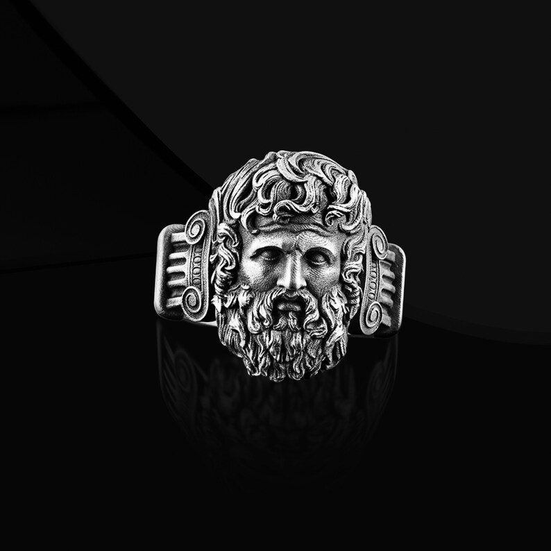 Zeus King Of The Gods Handmade Sterling Silver Ring For Men, Ancient Greek Gods Mythology Ring, Greek Silver Jewelry, Mythological Ring