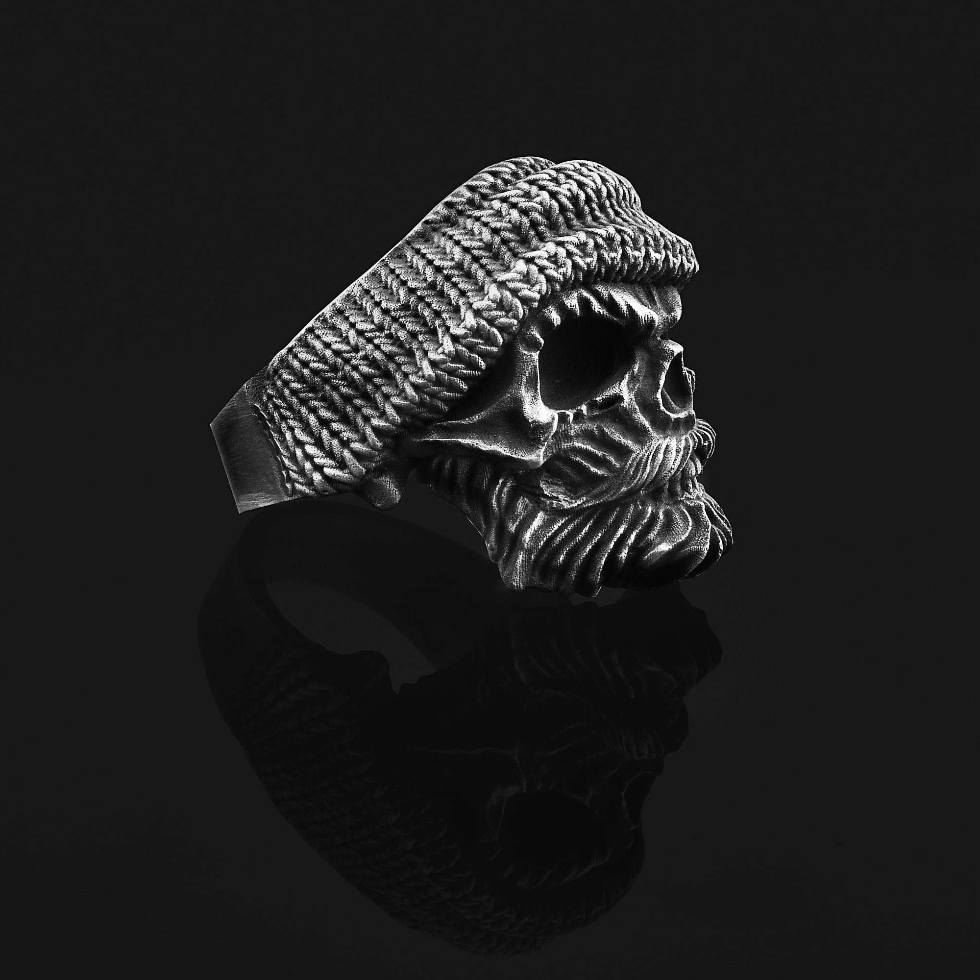 Anello Teschio Barbuto RockYourFingers In Argento 925 - Stile Biker, Disponibile Tutte Le Taglie