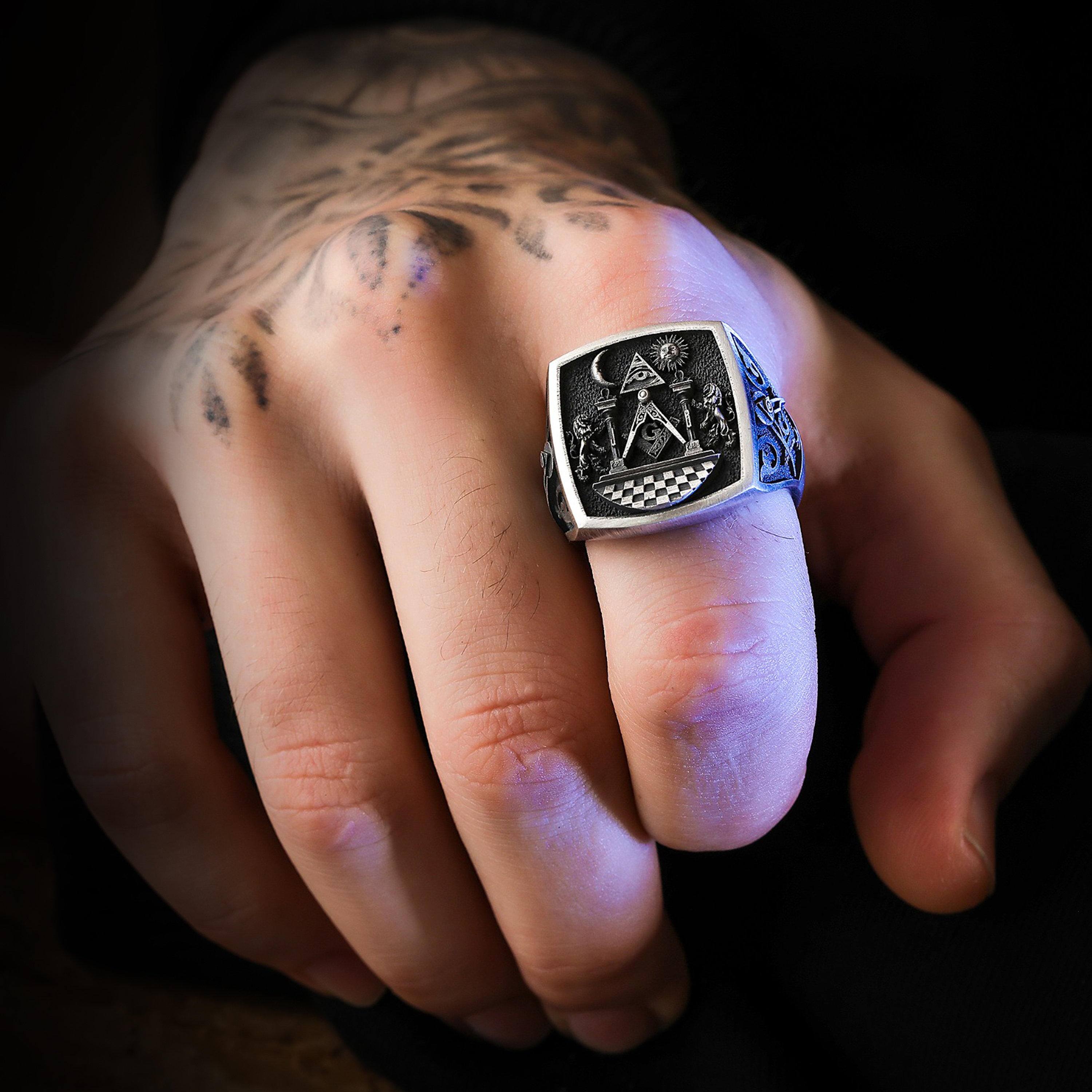 Anello Massonico D'argento|Anelli Da Uomo Di Alta Qualità - Foto 12