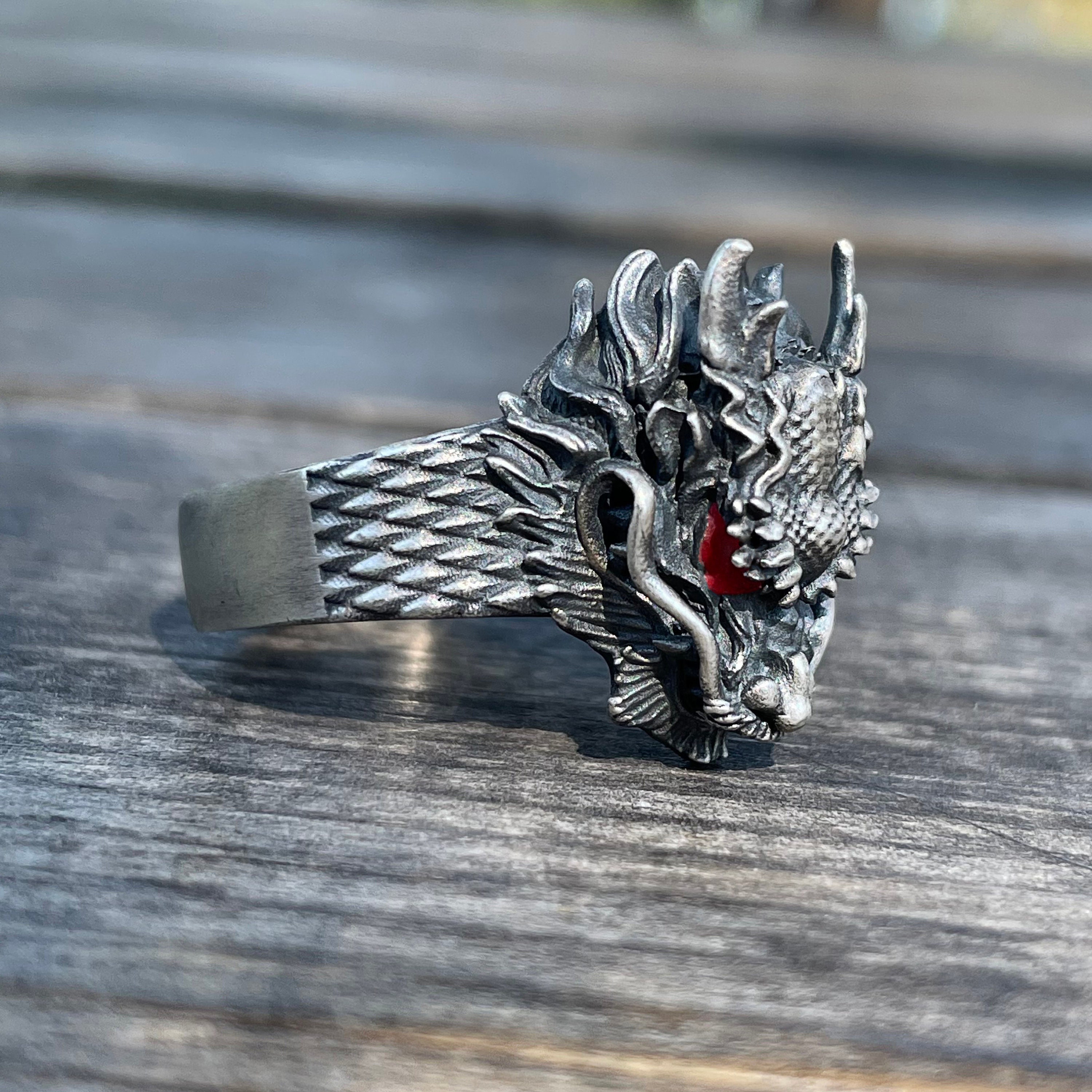 New Fashion Stainless Steel Viking Dragon Head Dragon Scale Deatailed High  Quality Ring For Men Creative Design Jewelry | Fruugo SA