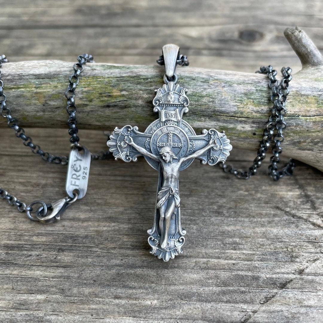 Jesus Christ 925 Sterling Silver Cross Pendant Christian - Etsy