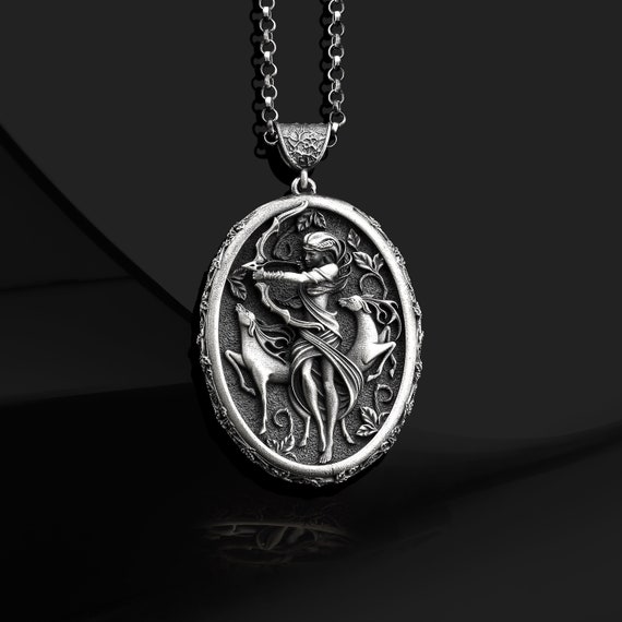 Greek Goddess Artemis 925 Sterling Silver Necklace Greek