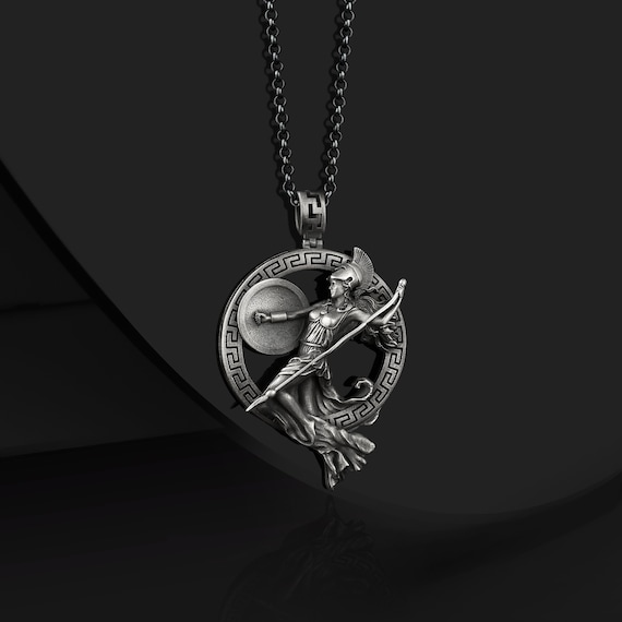 Handmade Sterling Silver Athena Necklace: Greek Goddess Medallion