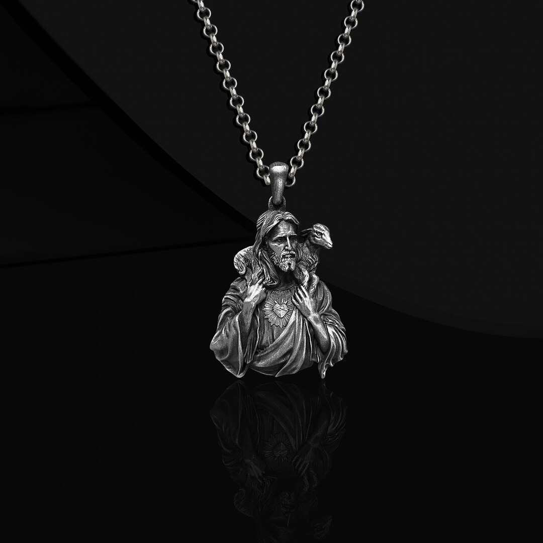 Sterling Silver Jesus Christ Good Shepherd Pendant Necklace - Etsy