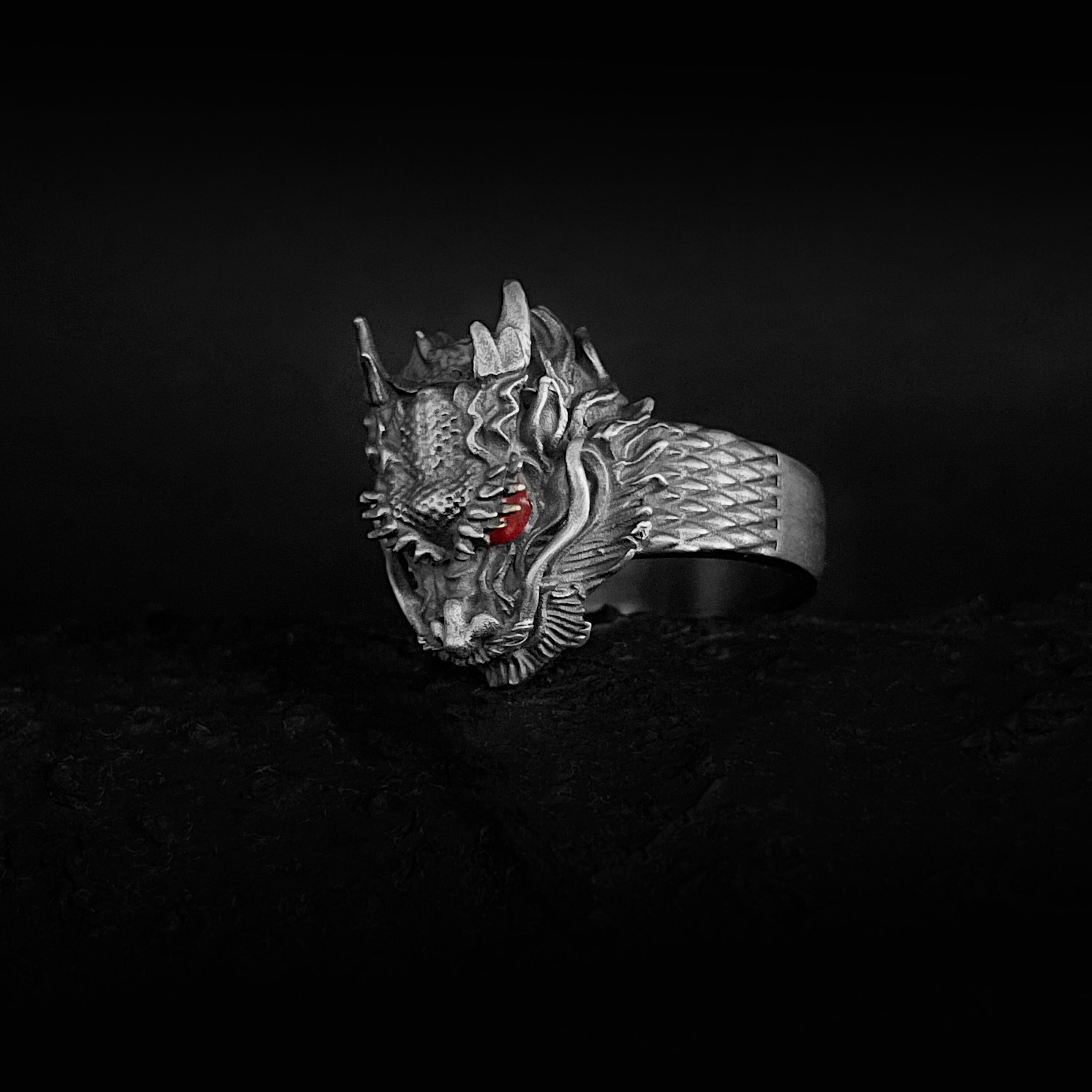 Aooaz Silver Material Rings Chinese Dragon Head Ring India | Ubuy