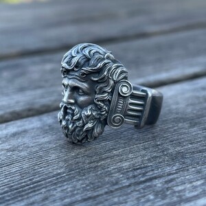 Zeus King Of The Gods Handmade Sterling Silver Ring For Men, Ancient Greek Gods Mythology Ring, Greek Silver Jewelry, Mythological Ring
