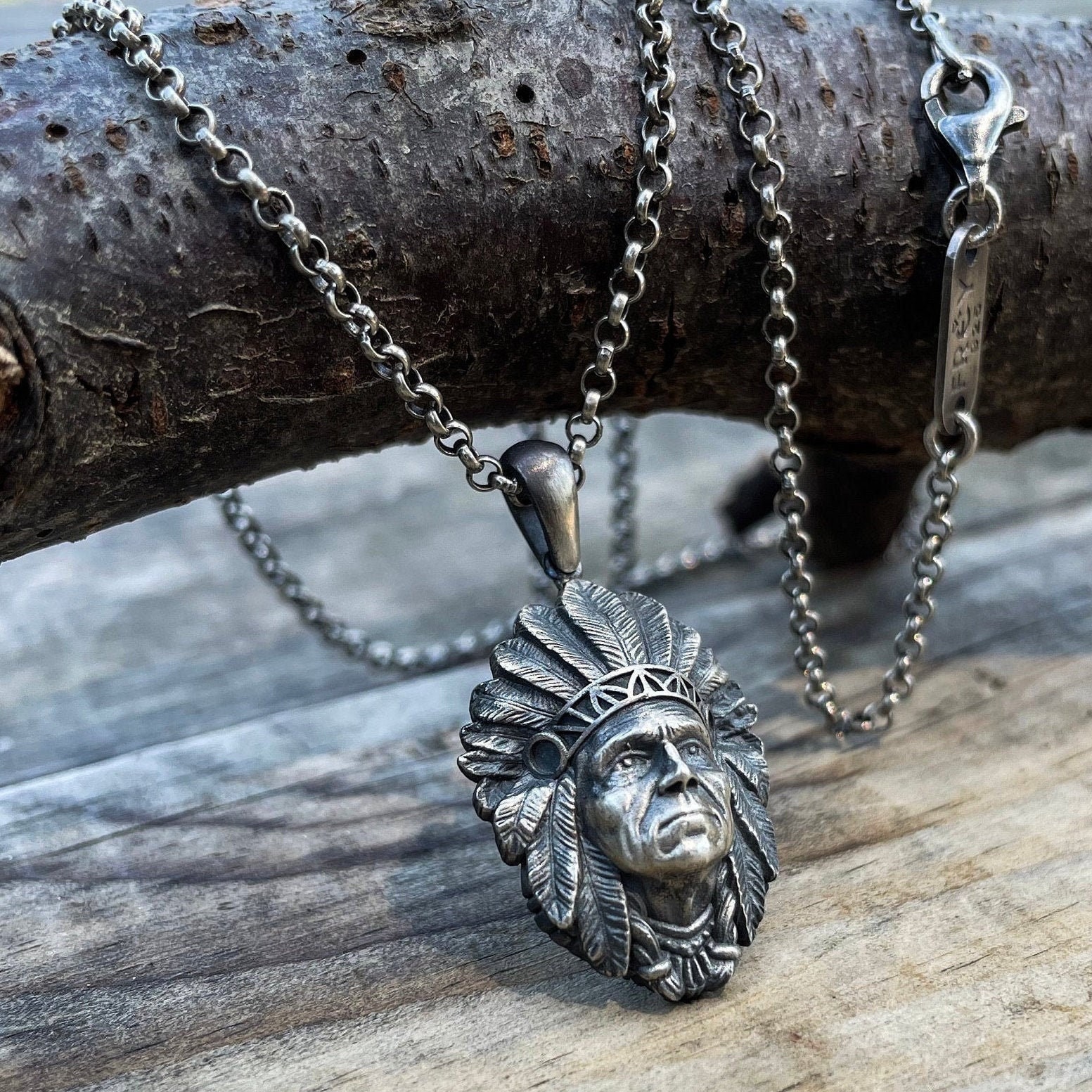 ネックレス・ペンダント Arizona Indian Pendant Hand Made Handmade Sterling Silver American Indian Chief Pendant Necklace - Etsy