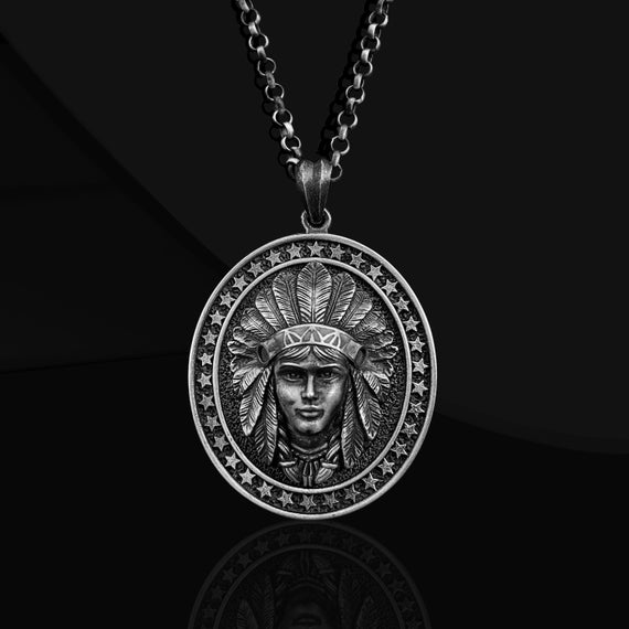 Buy Young Indian Warrior Silver Jewelry Men s Necklace Native