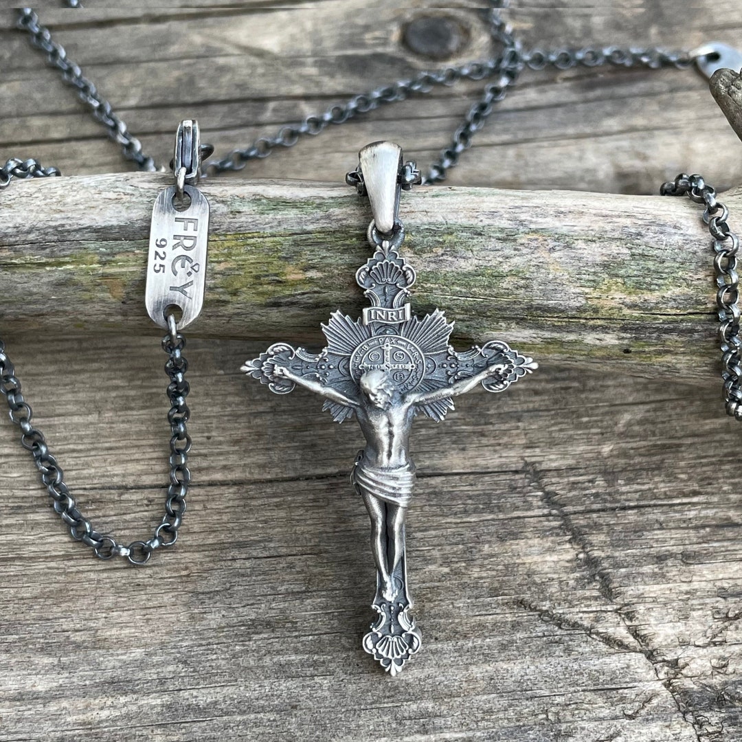 Handmade 925 Sterling Silver Crucifix Cross Necklace: Religious ...