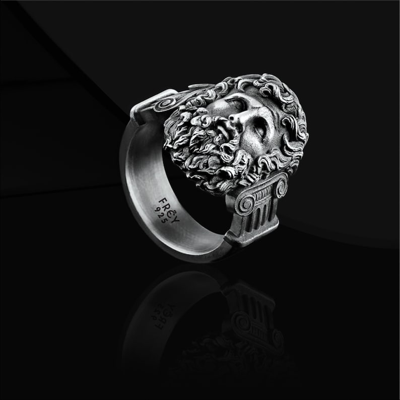 Zeus King Of The Gods Handmade Sterling Silver Ring For Men, Ancient Greek Gods Mythology Ring, Greek Silver Jewelry, Mythological Ring