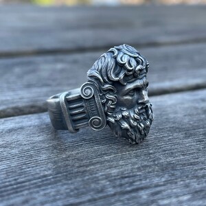 Zeus King Of The Gods Handmade Sterling Silver Ring For Men, Ancient Greek Gods Mythology Ring, Greek Silver Jewelry, Mythological Ring