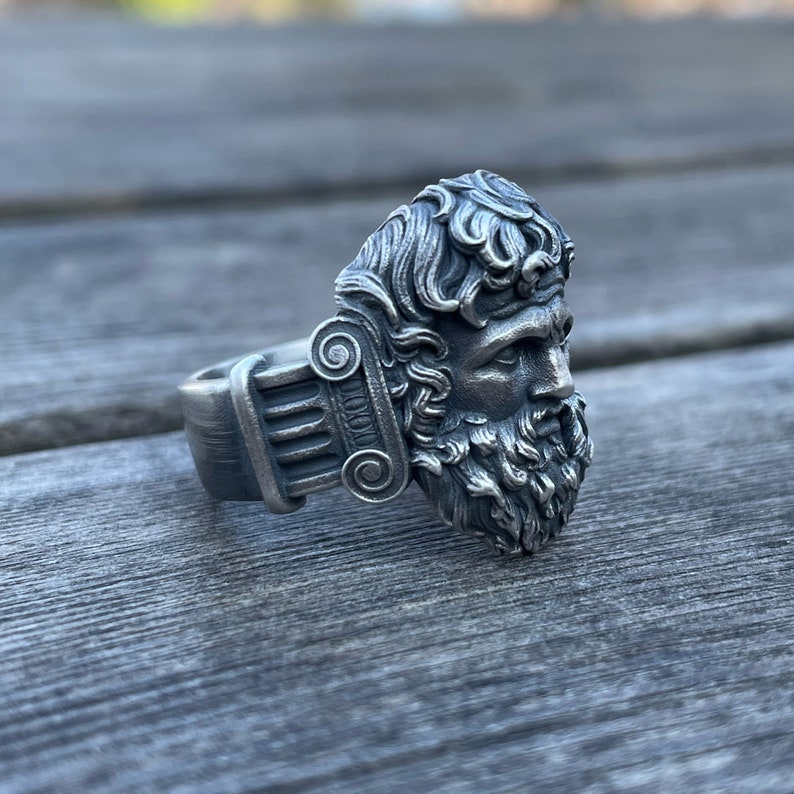 Zeus King Of The Gods Handmade Sterling Silver Ring For Men, Ancient Greek Gods Mythology Ring, Greek Silver Jewelry, Mythological Ring