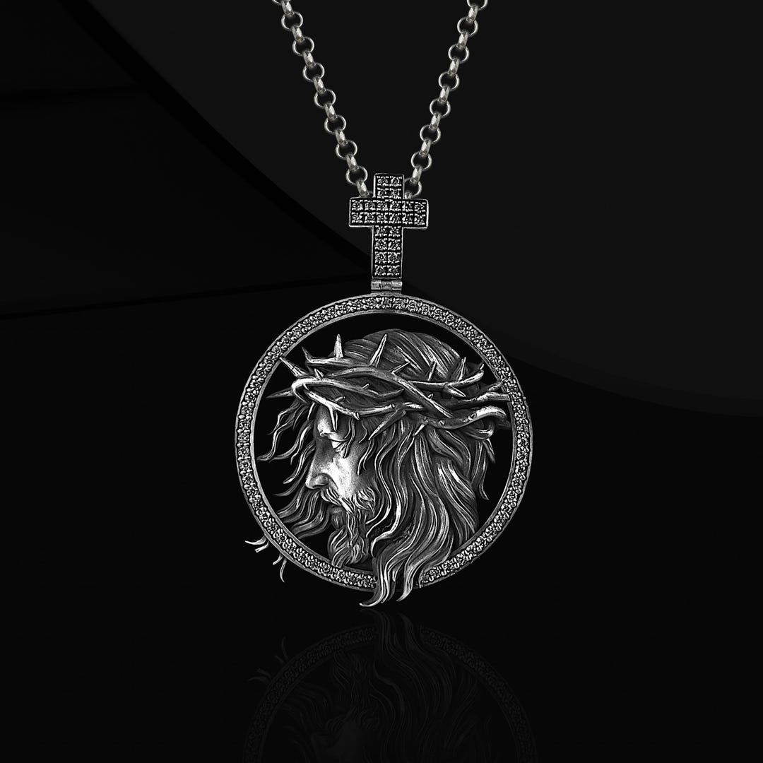 925 Sterling Silver Jesus Christ Pendant With Cubic Zirconia ...