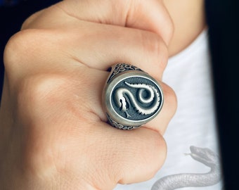 Malfoy Family Badges 925 Sterling Silver Handmade Ring, Slytherin Coat Of  Arms Silver Ring Gift To Best Friend, Snake Silver Engraving Ring