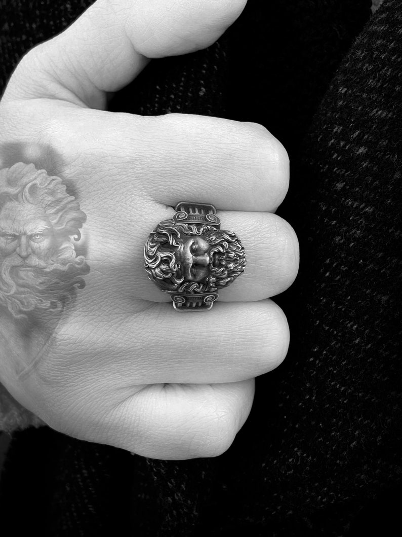 Zeus King Of The Gods Handmade Sterling Silver Ring For Men, Ancient Greek Gods Mythology Ring, Greek Silver Jewelry, Mythological Ring