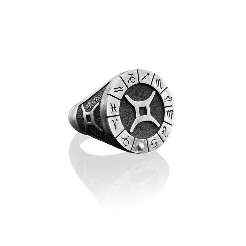 Gemini Sterling Silver Zodiac Astrology Ring Gift for Men Etsy