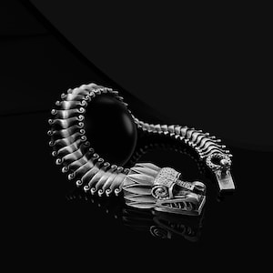 925 Sterling Silver Dragon Spine Bracelet Gift for Men, Samurai Dragon Chain Bracelet in Sterling Silver, Dragon Bracelet Gift for Him