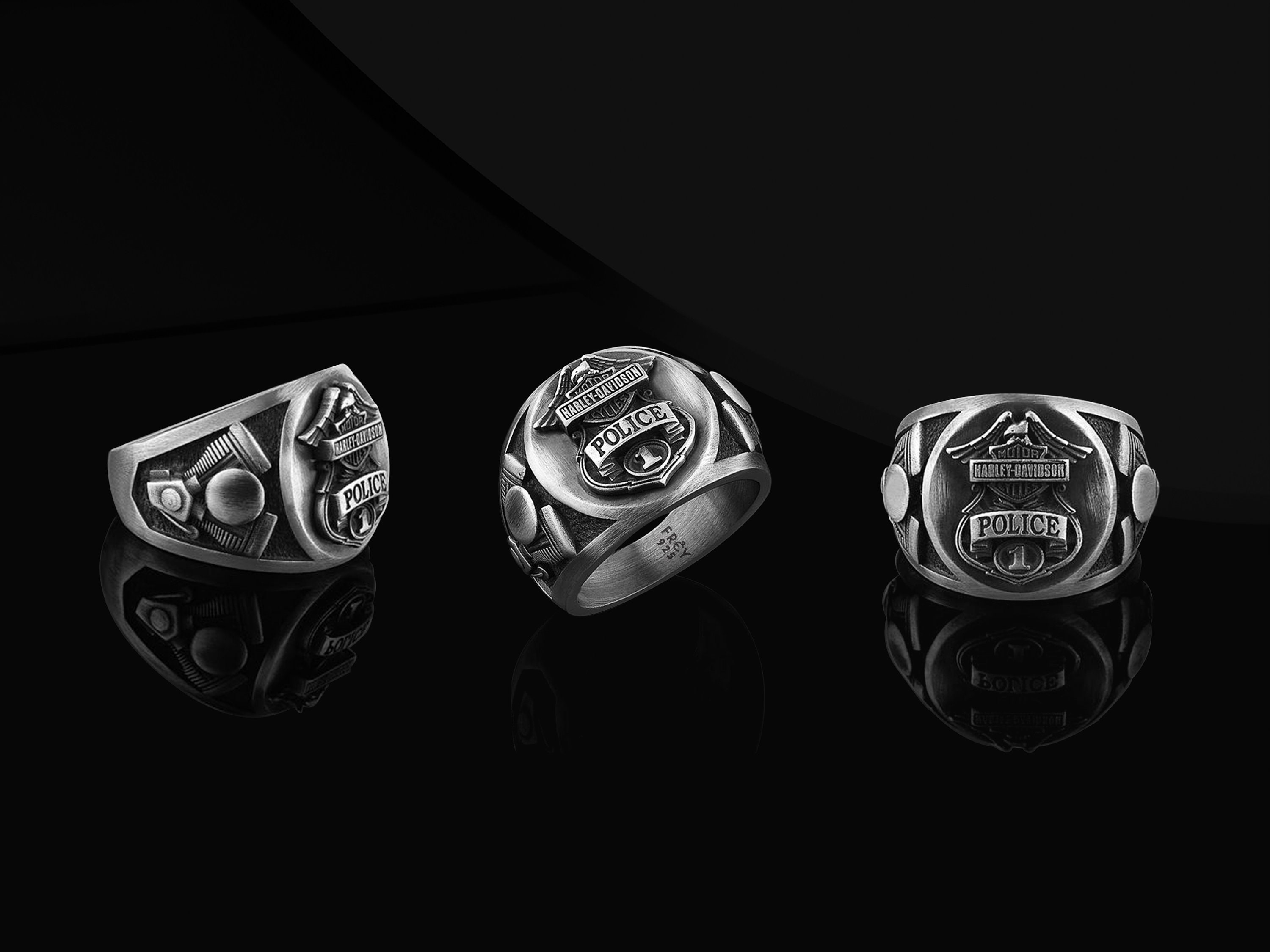 925 Sterling Silver Oxide Ring Harley Davidson, Motorcycle 925 Sterling Silver Oxide Ring Harley Davidson, Motorcycle