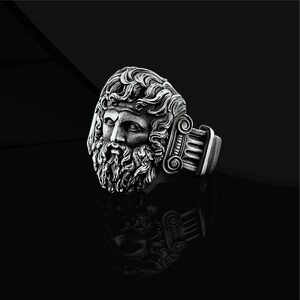 Zeus King Of The Gods Handmade Sterling Silver Ring For Men, Ancient Greek Gods Mythology Ring, Greek Silver Jewelry, Mythological Ring
