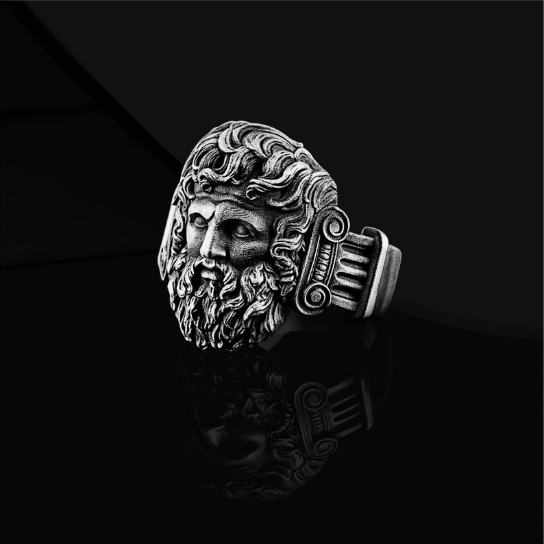 Zeus King Of The Gods Handmade Sterling Silver Ring For Men, Ancient Greek Gods Mythology Ring, Greek Silver Jewelry, Mythological Ring