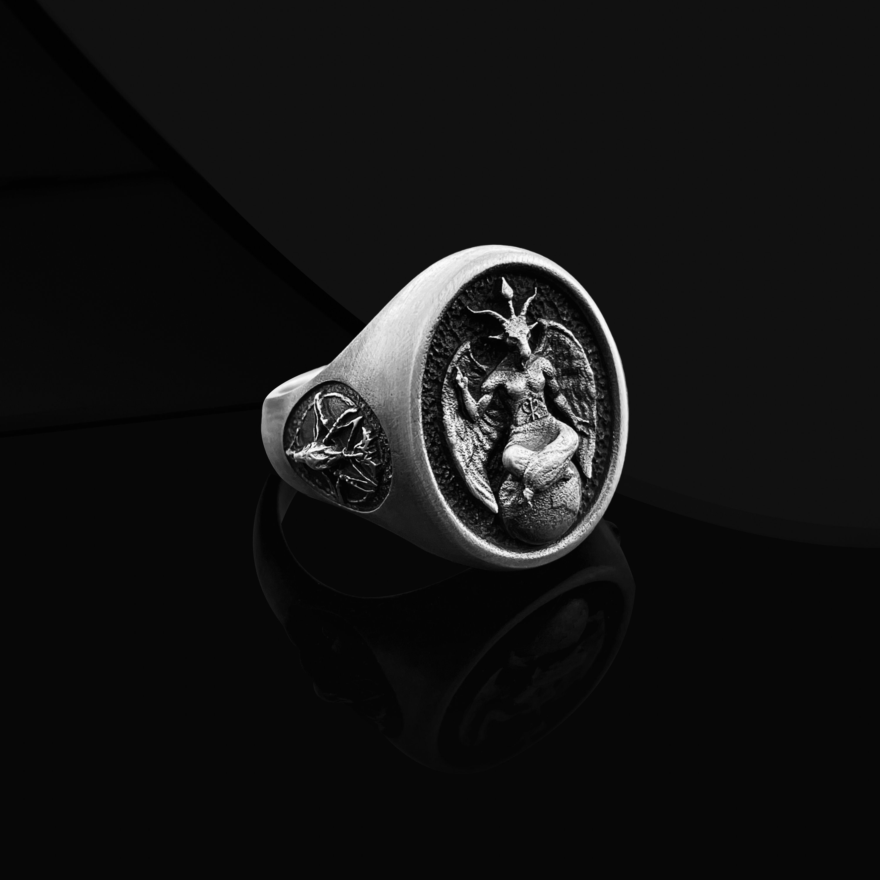 Baphomet Goat Head Sterling Silver Ring: Satanic Pagan Jewelry - Etsy