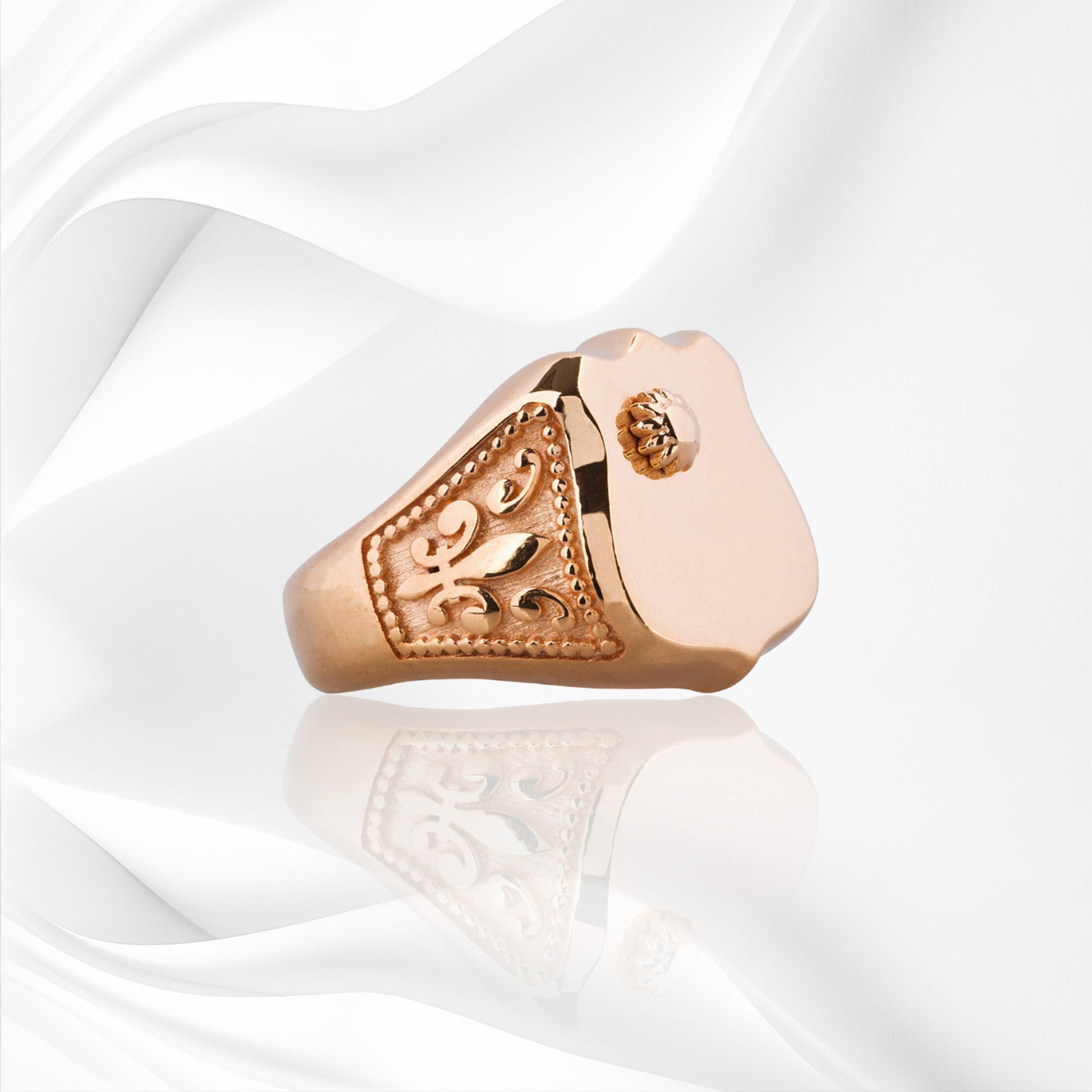 ル*ル様 ROSE フォーク STERLING 925 Rose Gold Fleur De Lis Signet