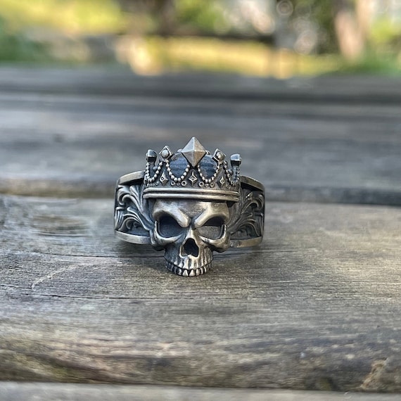 Anillo de calavera hecho a mano de plata de ley 925 anillo de calavera hecho a mano para hombres anillo de motociclista con calavera barbuda de boxeador regalo de anillo de calavera