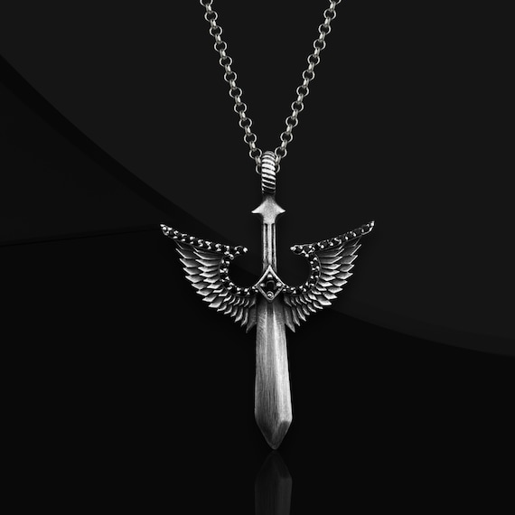 Buy Angel Winged Sword Necklace With Zircon Stone, Handmade Winged