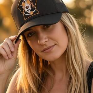 Custom Smokey Solid Black OTTO Trucker Hat Tennessee Volunteers Smokey Iron On Patch Trucker Hat UT School Spirit Volunteers Game Day Hat