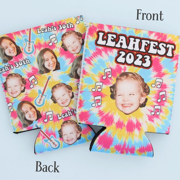 Custom photo birthday cozy- fest or palooza birthday party favors- music festival birthday- bridechella, bachella