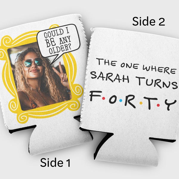 Custom Photo Friends Birthday Cozy: "The One Where..." 40th Bday Favors