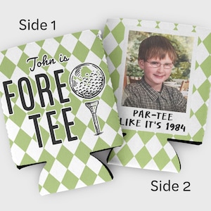 Custom Photo Golf Cozies: bachelor or birthday Par-Tee Favors