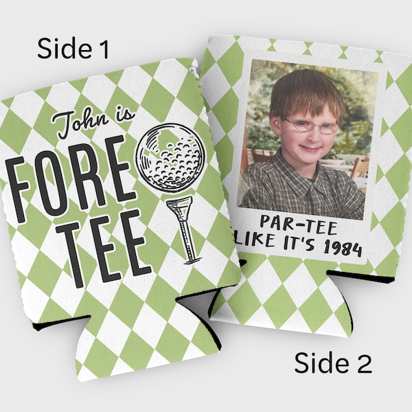 Custom Photo Golf Cozies: bachelor or birthday Par-Tee Favors