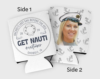 Custom Photo Bachelorette Party Cozies: Nautical Last Sail Theme