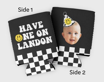 Custom photo toddler birthday cozy- one happy dude, one happy girl, one cool dude first birthday favors- 1st birthday party ideas- two cool