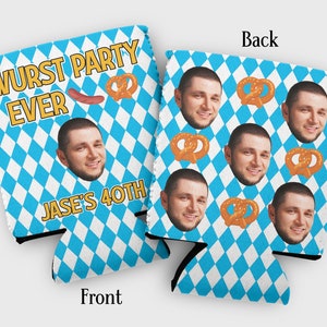 Custom Photo Oktoberfest Party Cozies: Funny Oktoberfest Birthday Favors