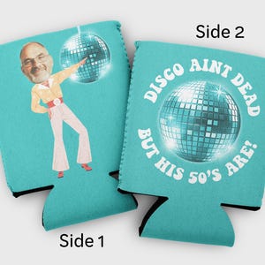 Custom Photo Disco Cozies: Retro Birthday Party Favors