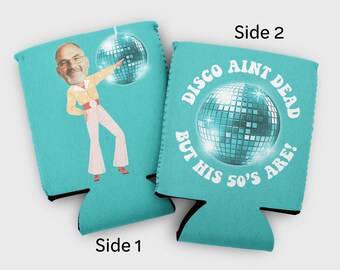 Custom Photo Disco Cozies: Retro Birthday Party Favors